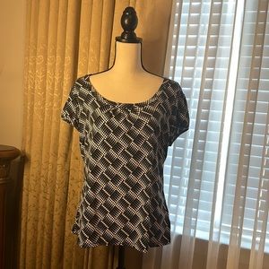 Worthington Stretch Size XL Black & White Blouse